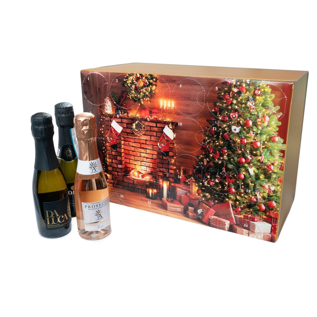 Prosecco Advent Calendar, 24 x 20cl bottles 'Christmas by the Fire'