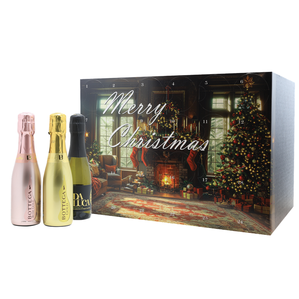 [ADVENTFIREPLACE] Prosecco Advent Calendar, 24 x 20cl bottles 'Xmas at Home Scene'