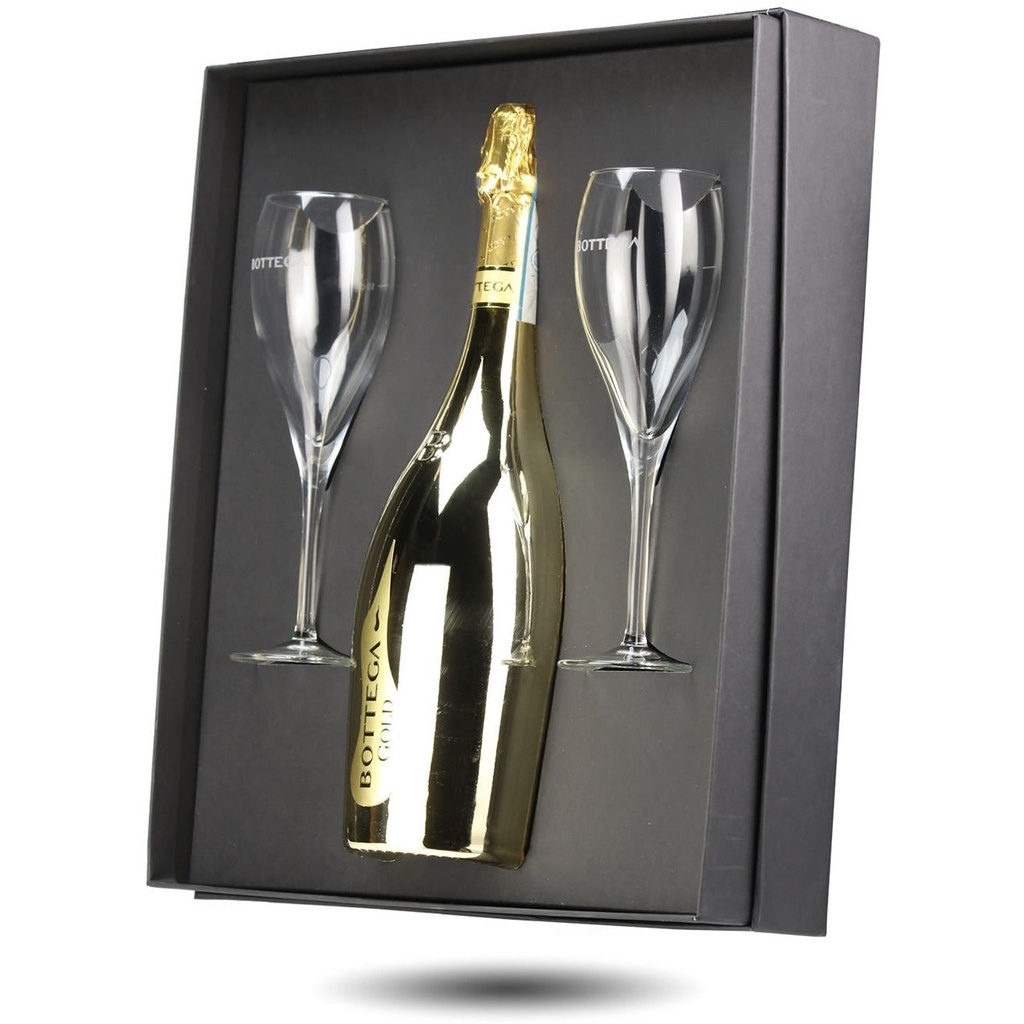 Bottega Gold 75cl Gift Box with 2 Glasses.